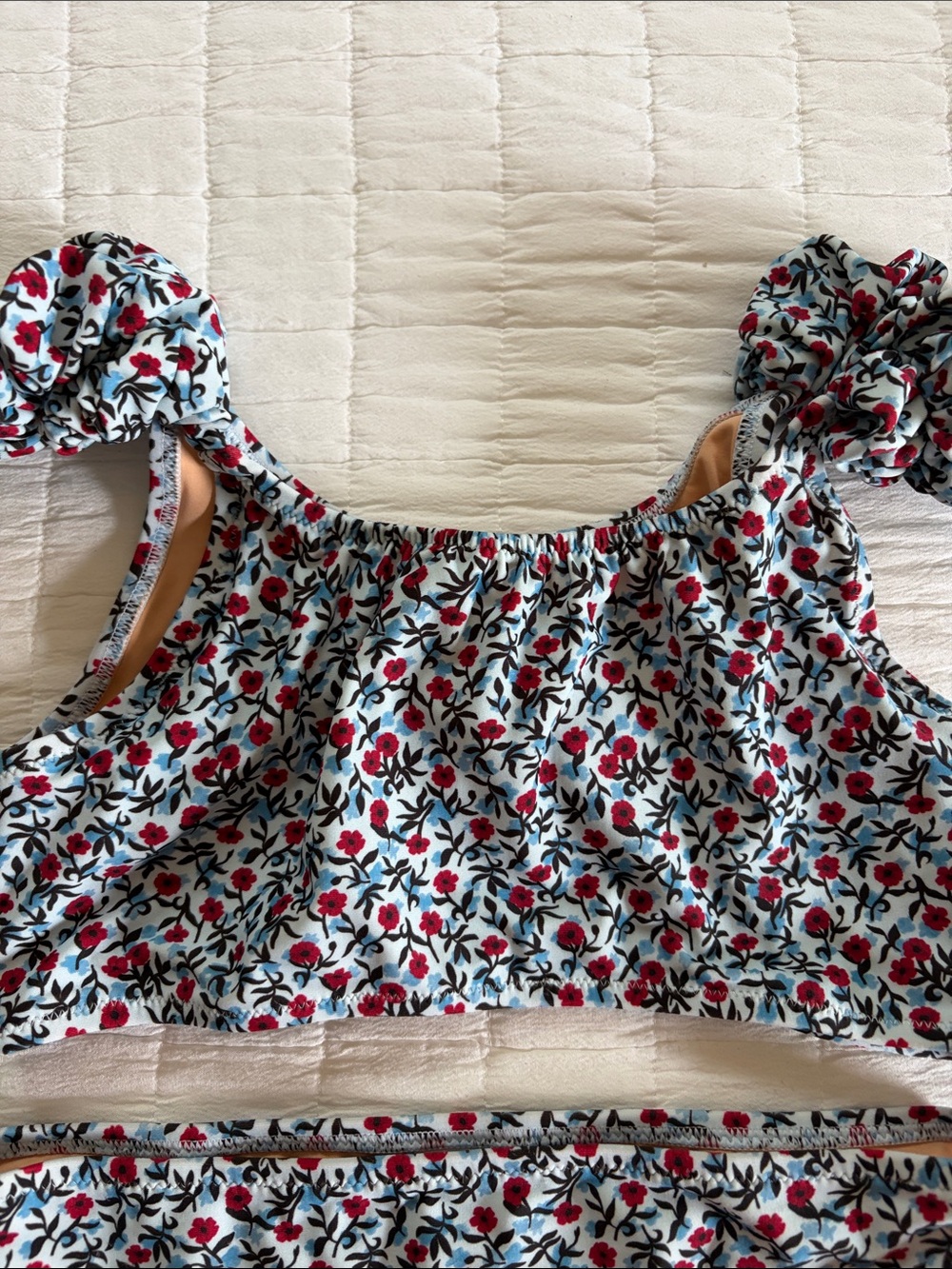 Crewcuts Blue Floral Two-Piece Bikini with Red Accents - Picture 2 of 5